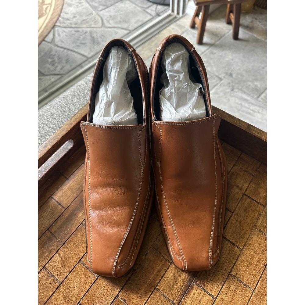 Varese Daytona Mens Tan Brown Leather Slip On Square Toe Dress Loafers Size 12